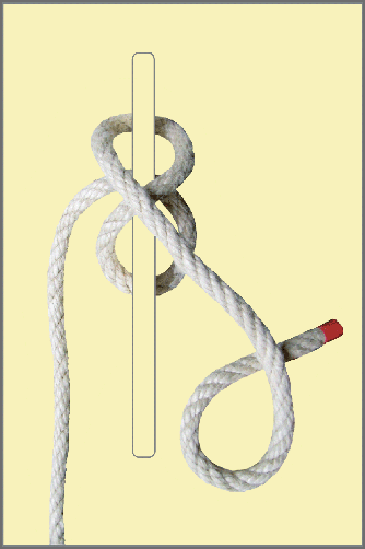 Seemannsknoten - Belegen einer Klampe mit Kopfschlag / Anleitung Schritt 3: Formen Sie am losen Ende ein untergeworfenes Auge (gedrehte Bucht).